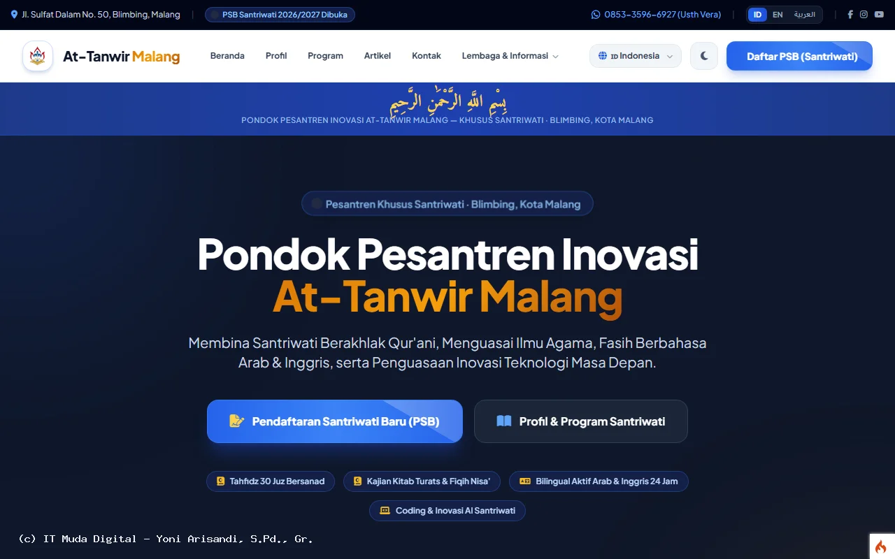 Website Resmi Pondok Pesantren Inovasi At-Tanwir Malang