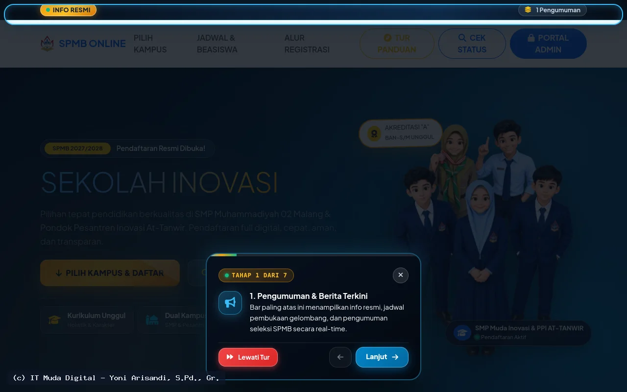 SPMB / PPDB Online Terpadu Sekolah Inovasi & Pondok Pesantren