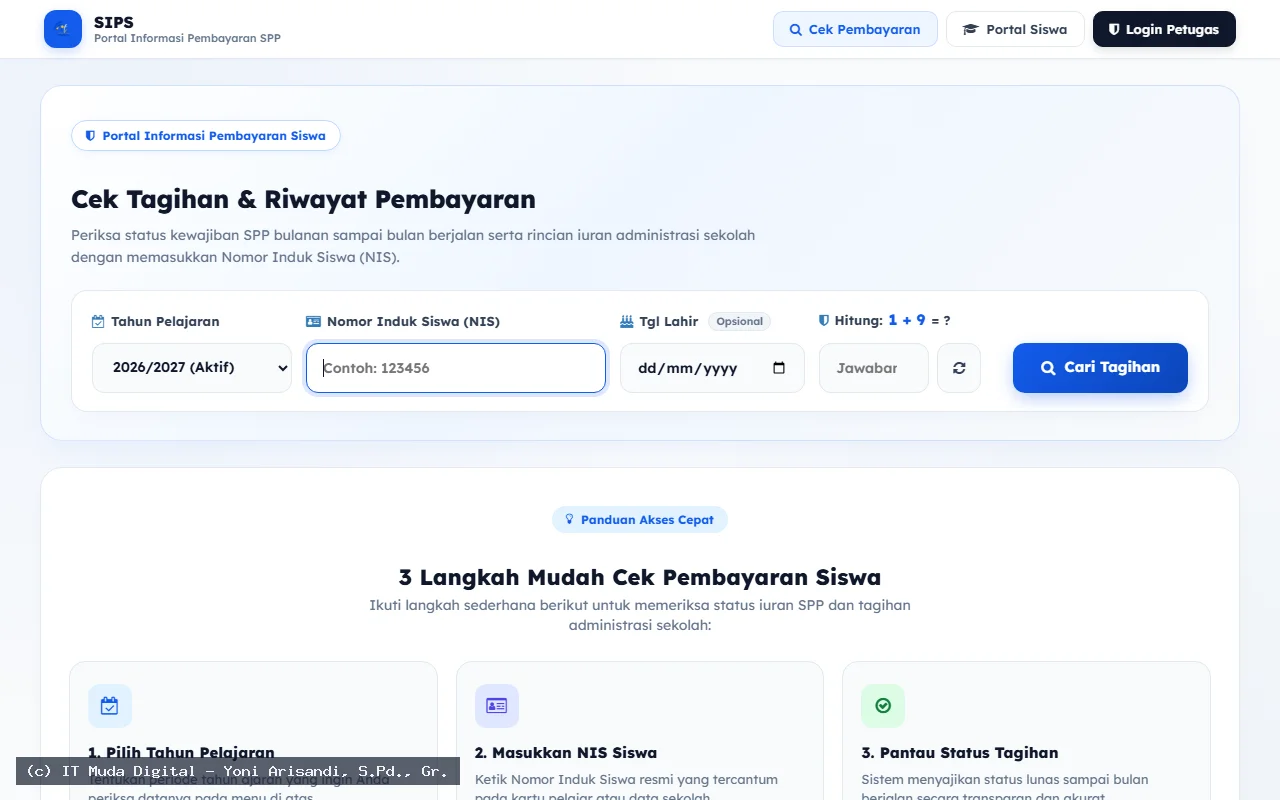SIPS : Sistem Informasi Pembayaran SPP & Tagihan Siswa Online